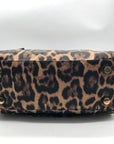 Michael Kors Black Leopard Print Nylon Kelsey Zip Top Tote Bag