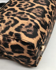 Michael Kors Black Leopard Print Nylon Kelsey Zip Top Tote Bag