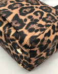 Michael Kors Black Leopard Print Nylon Kelsey Zip Top Tote Bag