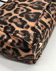 Michael Kors Black Leopard Print Nylon Kelsey Zip Top Tote Bag