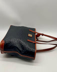 Dooney & Bourke Black & Brown Ostrich Leather Charleston Tote