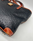 Dooney & Bourke Black & Brown Ostrich Leather Charleston Tote