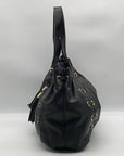 Michael Kors Black Leather Astor Grommet Shoulder Bag