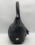 Michael Kors Black Leather Astor Grommet Shoulder Bag