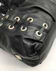 Michael Kors Black Leather Astor Grommet Shoulder Bag