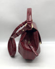 Emporio Armani Burgundy Croc Embossed Leather Crossbody Bag
