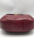Emporio Armani Burgundy Croc Embossed Leather Crossbody Bag