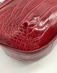 Emporio Armani Burgundy Croc Embossed Leather Crossbody Bag