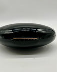 Black Glossy Oval Hard-Case Minaudière Evening Clutch Bag