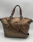 Coach Metallic Bronze Leather Claire Large Satchel