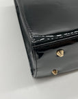 Dasein Black Patent Faux Leather Bamboo Handle Tote Bag