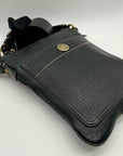 Coach Black Pebbled Leather Kitt Messenger Crossbody Bag