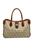 Dooney & Bourke Beige And Brown Signature DB Monogramed Tote Bag