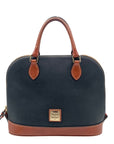 Dooney & Bourke Black & Brown Pebbled Grain Zip Zip Satchel