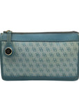 Dooney & Bourke Blue Monogram Canvas and Pebbled Leather Trim Crossbody