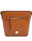 Dooney & Bourke Brown Pebbled Grain Small Zip Crossbody Bag
