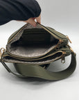 Olive Green Pebbled FauxLeather Isabella Crossbody Bag