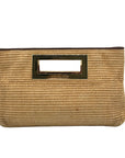 Michael Kors Beige Woven Raffia Rectangle Clutch