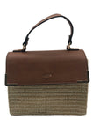 Dune London Chestnut Brown Straw & Vegan Leather Raffia Shoulder Bag