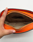 Michael Kors Orange Saffiano Leather Jet Set Poppy Travel Crossbody Bag