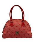 Dooney & Bourke Red Monogram Canvas Leather Trim Large Domed Satchel Bag