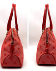 Dooney & Bourke Red Monogram Canvas Leather Trim Large Domed Satchel Bag
