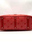 Dooney & Bourke Red Monogram Canvas Leather Trim Large Domed Satchel Bag
