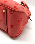 Dooney & Bourke Red Monogram Canvas Leather Trim Large Domed Satchel Bag
