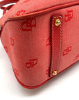 Dooney & Bourke Red Monogram Canvas Leather Trim Large Domed Satchel Bag