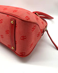 Dooney & Bourke Red Monogram Canvas Leather Trim Large Domed Satchel Bag