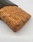 Tory Burch Brown Straw And Patent Leather Rattan Clutch