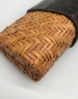 Tory Burch Brown Straw And Patent Leather Rattan Clutch