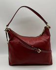 Michael Kors Red Aria Large Pebbled Leather Shoulder Bag