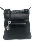 Brighton Black Croc Embossed Shoulder Bag