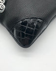 Brighton Black Croc Embossed Shoulder Bag