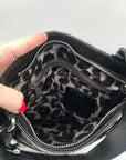Brighton Black Croc Embossed Shoulder Bag