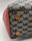 Michael Kors Grey & Pink Coated Canvas Satchel Bag