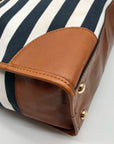 Michael Kors Navy Blue & White Striped Canvas Hamilton Tote Bag