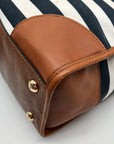 Michael Kors Navy Blue & White Striped Canvas Hamilton Tote Bag