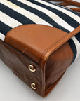 Michael Kors Navy Blue & White Striped Canvas Hamilton Tote Bag