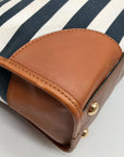 Michael Kors Navy Blue & White Striped Canvas Hamilton Tote Bag
