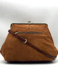 Patricia Nash Brown Suede Framed Shoulder Bag