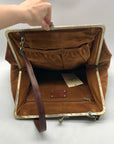 Patricia Nash Brown Suede Framed Shoulder Bag