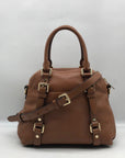 Michael Kors Brown Pebbled Leather Bedford Legacy Medium Convertible Satchel Bag