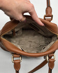 Michael Kors Brown Pebbled Leather Bedford Legacy Medium Convertible Satchel Bag