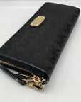 Michael Kors Black Monogram Canvas Jet Set Travel Continental Wallet