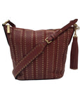 Michael Kors Brick Leather Brooklyn Grommet Feed Crossbody Bag