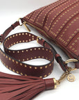 Michael Kors Brick Leather Brooklyn Grommet Feed Crossbody Bag