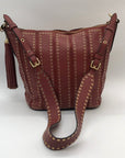 Michael Kors Brick Leather Brooklyn Grommet Feed Crossbody Bag