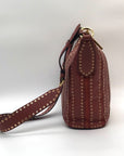 Michael Kors Brick Leather Brooklyn Grommet Feed Crossbody Bag